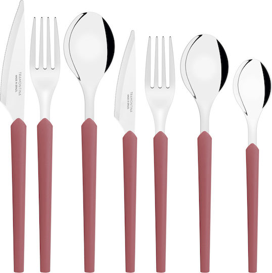 Tramontina 18/10 Stainless Steel Cutlery Set Pink 42 Pieces
