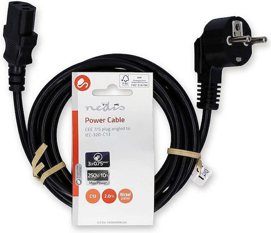 Nedis IEC C13 – Schuko / IEC C13 / IEC 320 Kabel 2 m Schwarz CEGL10000BK20