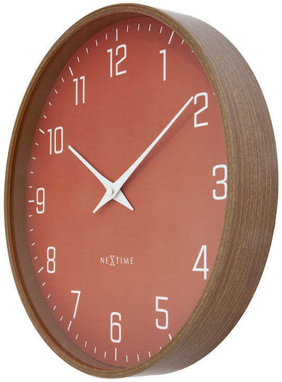 Nextime Silent Wooden Bronze Wall Clock Ø30cm