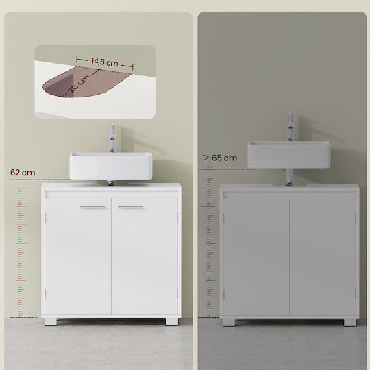 Vasagle Waschtischunterschrank mit Waschbecken B60xT30xH60 cm Weiß