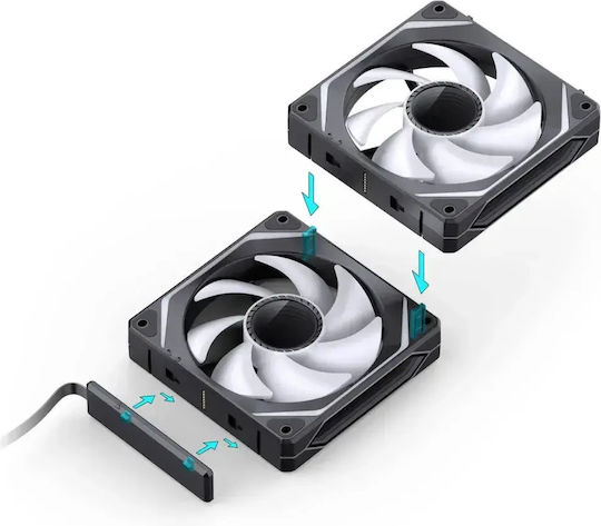ZL-120B Gehäuselüfter (1800rpm / 60,35cfm) mit ARGB Beleuchtung und Verbindung 4-Pin PWM 3 Stück