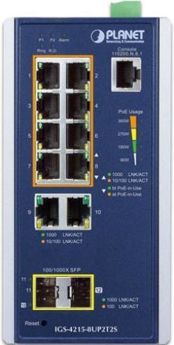 Planet Technology Comutator Gestionat L2 PoE++ cu 10 Porturi Gigabit (1Gbps) Ethernet și 2 Porturi SFP