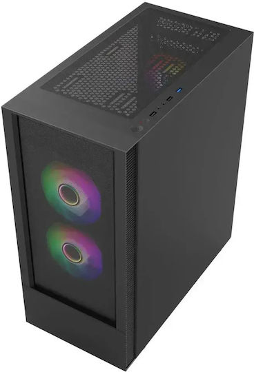 AG-TEMPEST-MESH-BK Gaming Midi Tower Computer Case with Side Window Black