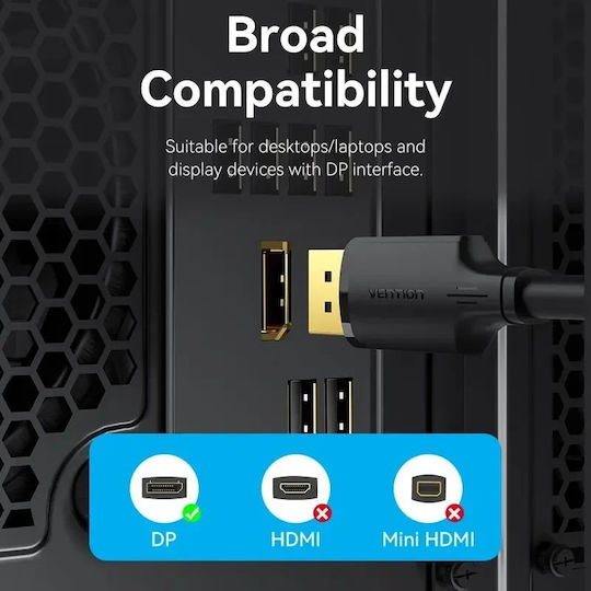 Vention HAKBI Καλώδιο DisplayPort male - DisplayPort male 3m Μαύρο