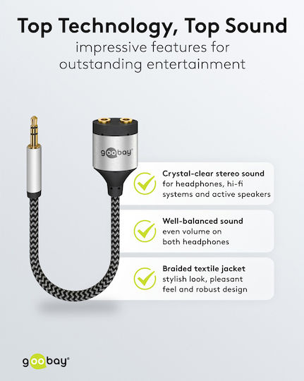 Goobay Audio Cable 3.5mm Male - 2x 3.5mm Female Black 0.18m 80586
