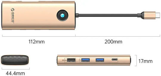 Orico PW11 8in1 USB-C Dockingstation mit HDMI 4K PowerDelivery Ethernet Rose Gold