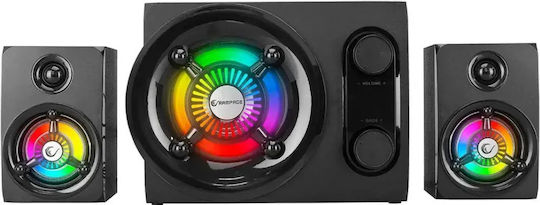 RMS-G8 Computer Speakers 2.1 With RGB Lighting and 25W Power Black