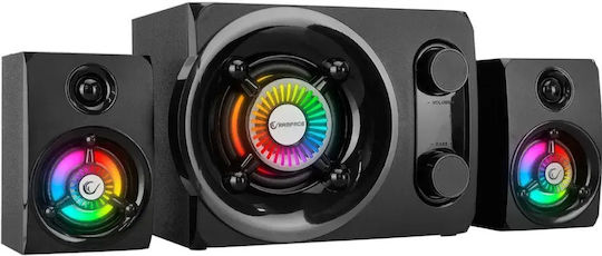 RMS-G8 Computer Speakers 2.1 With RGB Lighting and 25W Power Black