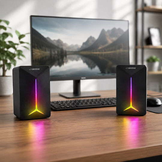 Esperanza EGS105 Ηχεία Υπολογιστή 2.0 με RGB Φωτισμό και Ισχύ 2.5W Μαύρα