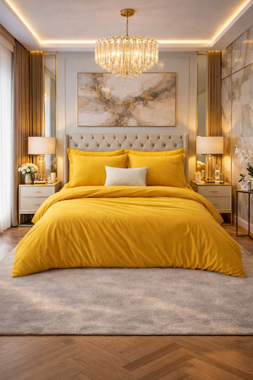 Atmosphera Παπλωματοθήκη Βαμβακερή Μονή 140x200 Yellow-ochre