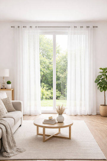 Atmosphera Κουρτίνα με Τρουκς Natural White 140x240εκ.