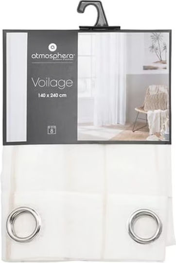 Atmosphera Κουρτίνα με Τρουκς Natural White 140x240εκ.