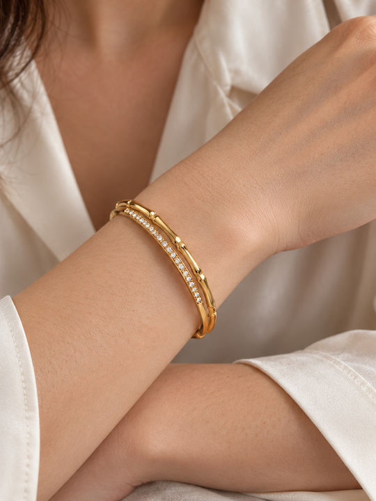 Kingleap Women's Gold Plated Steel Bangle Bracelet