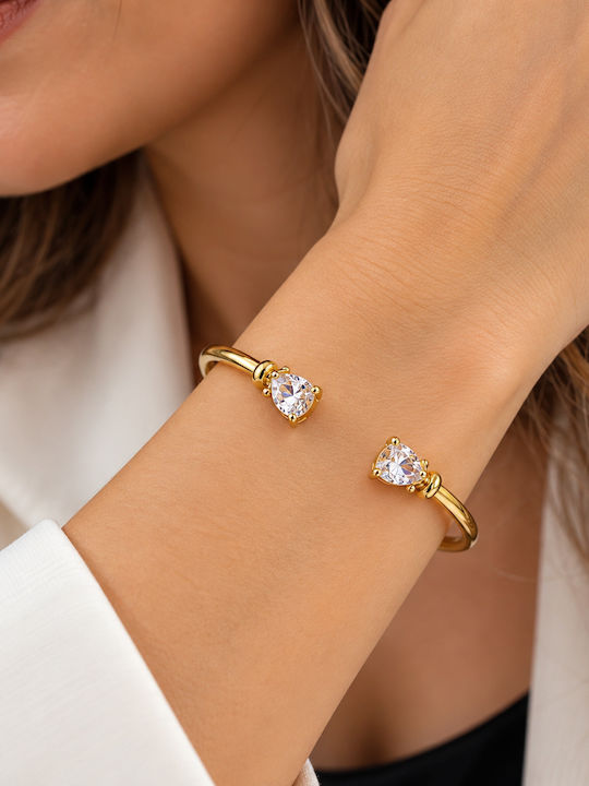 Kingleap Women's Gold-Plated Steel Cuff Bracelet