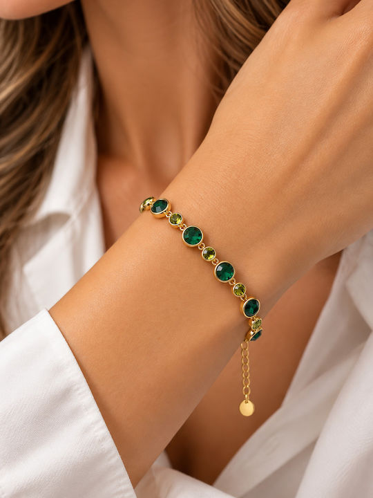 Kingleap Women's Chain Bracelet Made of Gold-Plated Steel