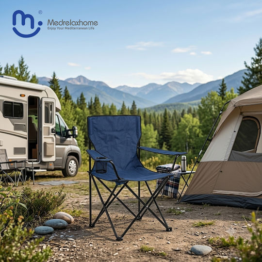 Medrelaxhome Folding Camping Chair Deluxe Dark Blue