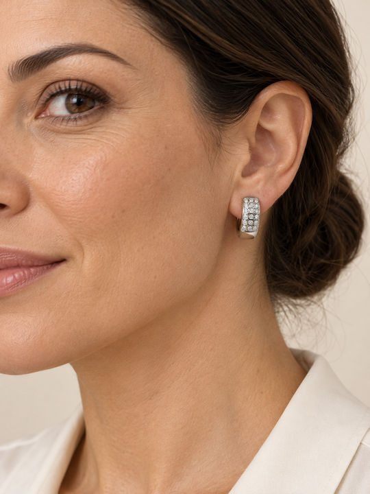 Women's Hoop Earrings Steel Clear Stones Women's Hoop Earrings Steel Clear Stones