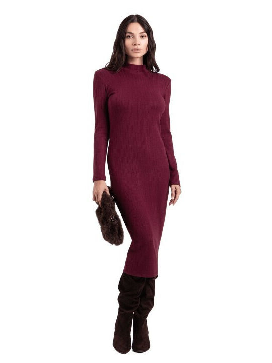 Midi Kleid in Burgundrot