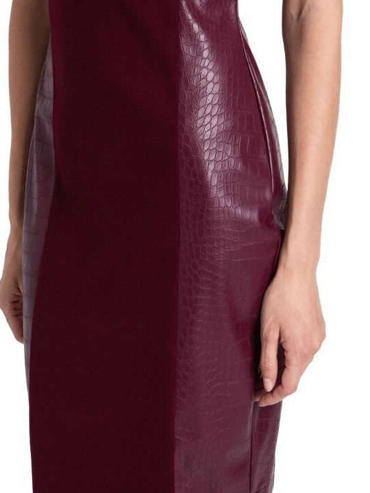 Mini Kleid Kurzärmelig Bordeaux