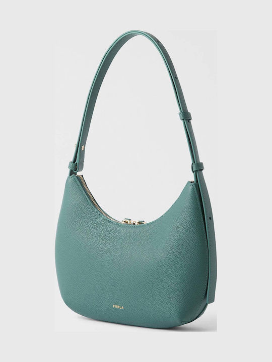 Furla Goccia S Дамска кожена чанта за рамо Зелена