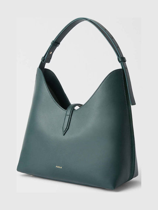 Furla Goccia M Дамска Hobo Чанта От Естествена Кожа И Велур, Зелена
