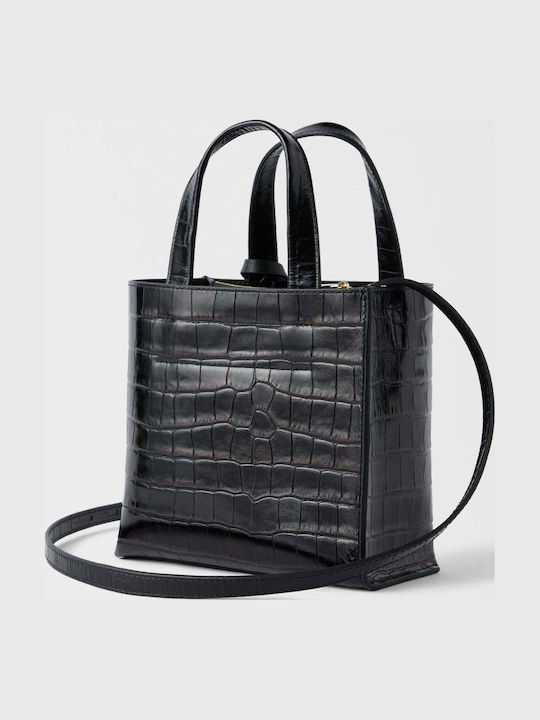 Furla Divide It Mini Geantă Tote Din Piele Pentru Femei Neagră Furla Divide It Mini Geantă Tote Din Piele Pentru Femei Neagră