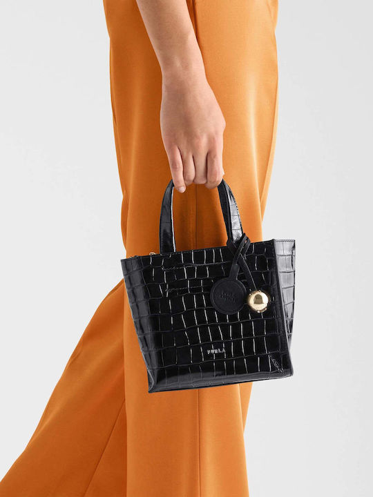 Divide It Mini Leather Women's Tote Bag Black O6000