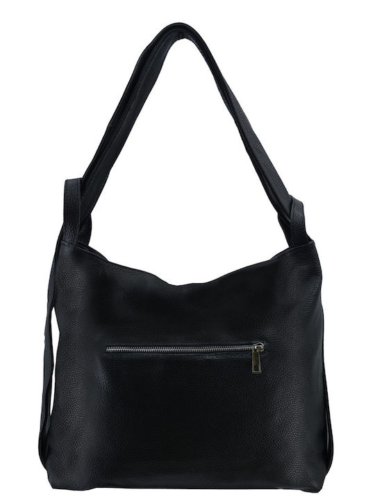 Black Leather Women's Backpack