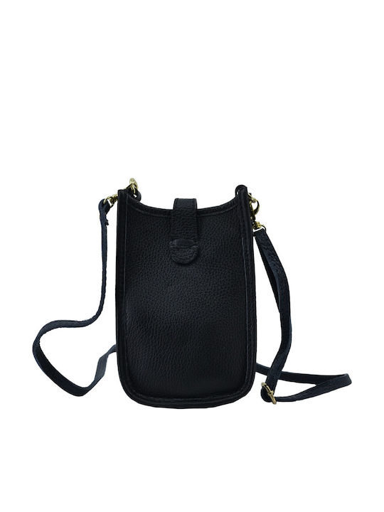 Black Leather Women's Mobile Phone Pouch