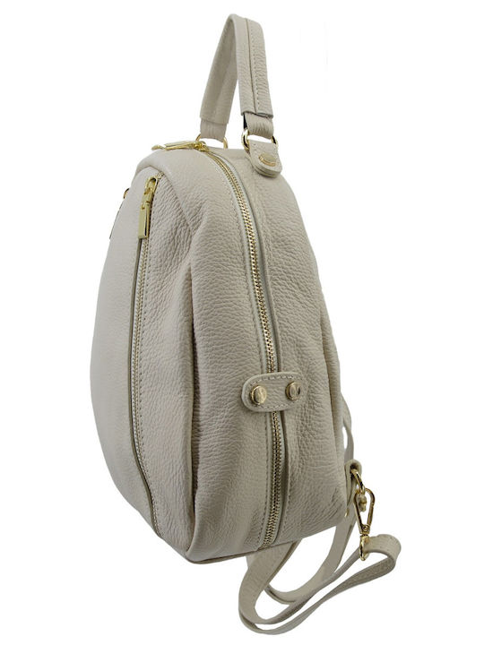 Beige Leather Women's Backpack