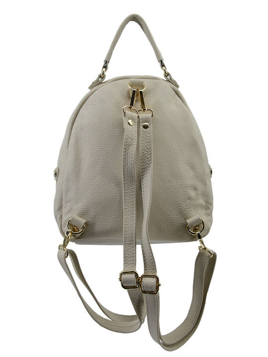 Beige Leather Women's Backpack