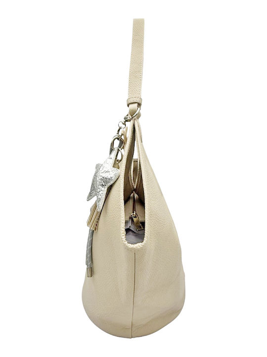 Ecru Leather Women's Shoulder Bag
