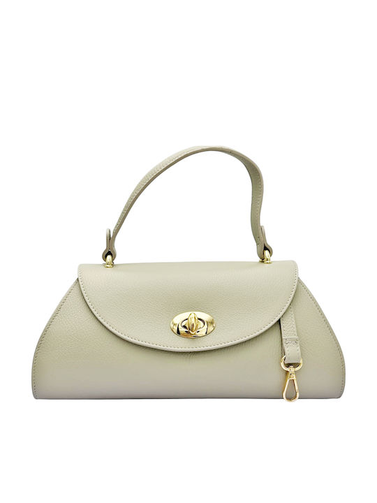 Leather Women's Flap Bag Ecru
