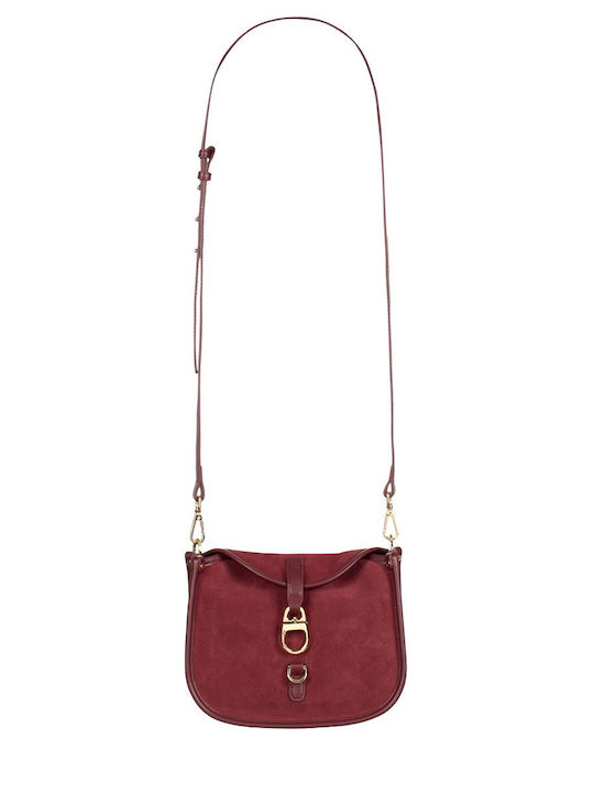 Damen Schulter-/Handtasche aus Wildleder Bordeaux