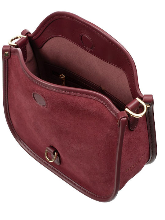 Damen Schulter-/Handtasche aus Wildleder Bordeaux
