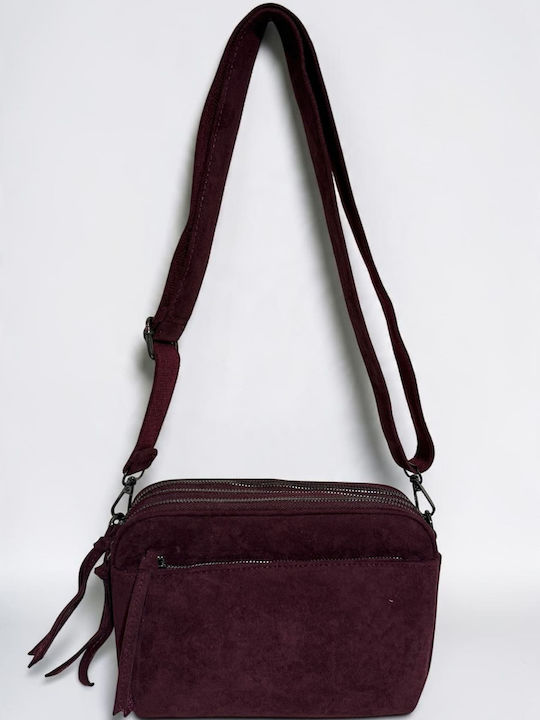 Women's Crossbody Bag Suede Burgundy