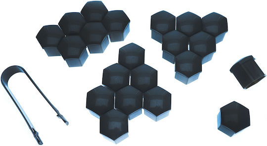 19 Mm Black Bolt Covers 20-piece Set Installation Tool Wheel Protection Caps