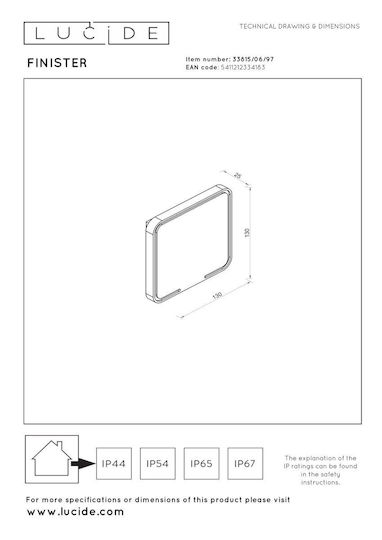 Lucide Lightning Wandleuchte für den Außenbereich IP54 13 × 13 cm Lucide Lightning Wandleuchte für den Außenbereich IP54 13 × 13 cm