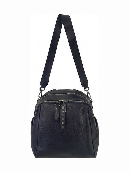 Set Aus Leder Damen Clutch Schwarz
