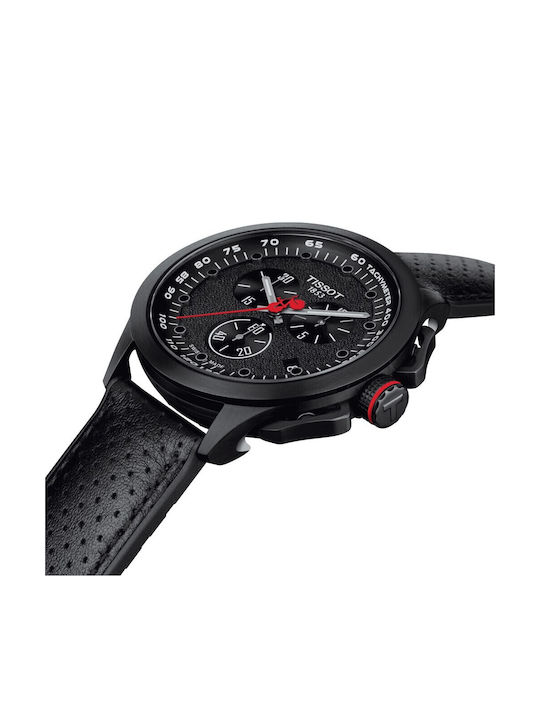 T-Race Men's Battery Chronograph Watch with Black Leather Strap