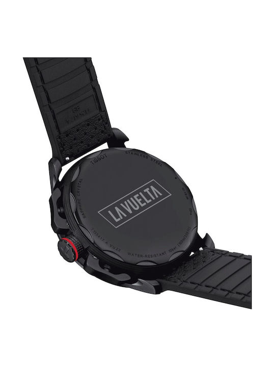 T-Race Men's Battery Chronograph Watch with Black Leather Strap