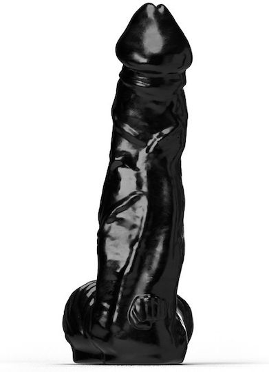 All Black Ρεαλιστικό Dildo με Όρχεις και Βεντούζα Μαύρο