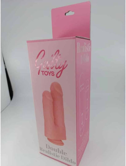 Guilty Toys Διπλό Dildo με Βεντούζα Flesh