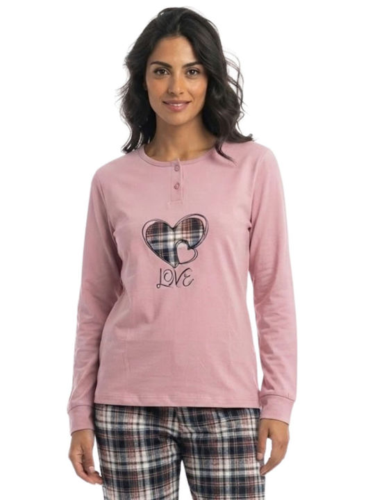 Lovelx Homewear Winter Women's Cotton Pyjama Set Pink