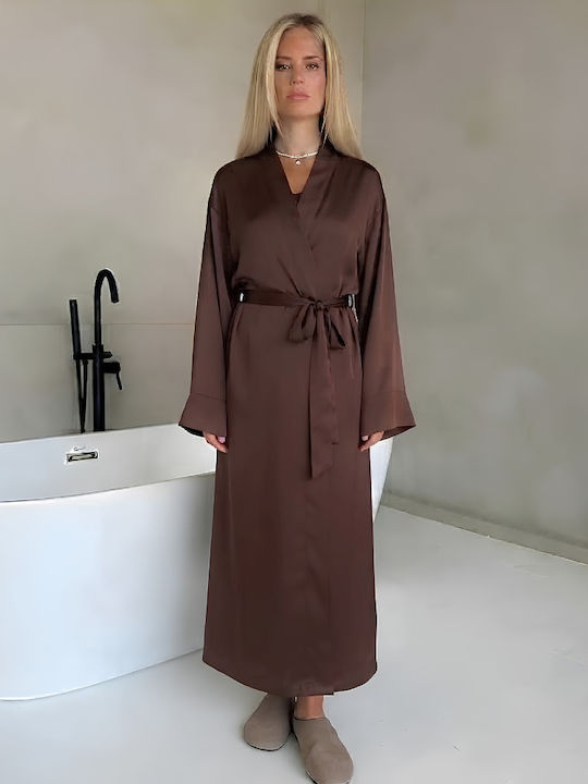 Chicret Χειμερινή Γυναικεία Ρόμπα Καφέ