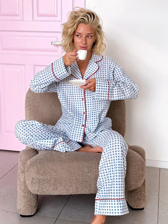 Chicret Winterliches Damen-Pyjama-Set Blau