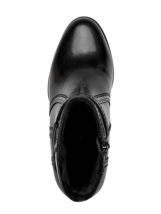 Leder Damen Stiefeletten Schwarz
