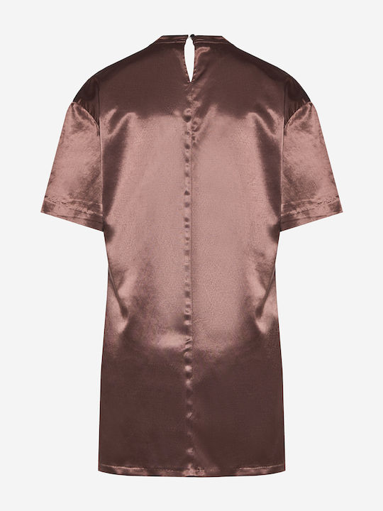 Καλοκαιρινό Midi T-shirt Φόρεμα Σατέν Cocoa