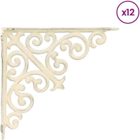 vidaXL Heavy-Duty Shelf Bracket in Stainless Steel, White, 140x140mm, 12 pcs 42038816