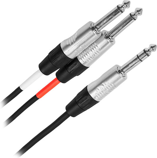 Καλώδιο Y Jack 6,35 Mm Stereo Αρσενικό 2 X Jack 6,35 Mm Mono Αρσενικά 1 M Plugger